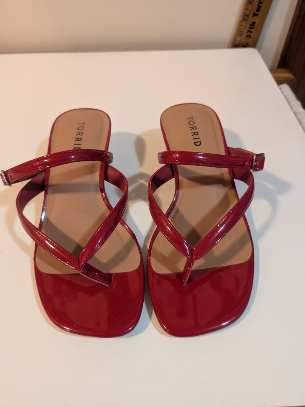 Womens red patent Sandals, size 7wide